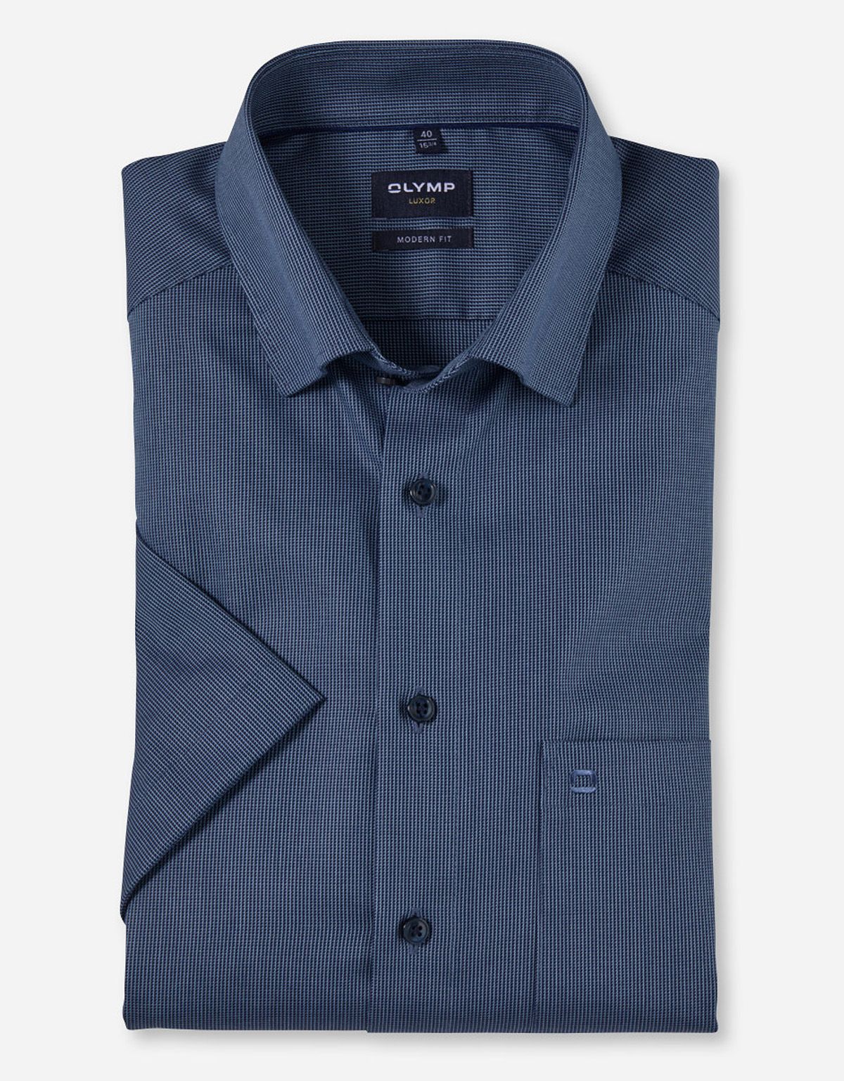 Рубашка с коротким рукавом мужская OLYMP Luxor, modern fit[СИНИЙ]