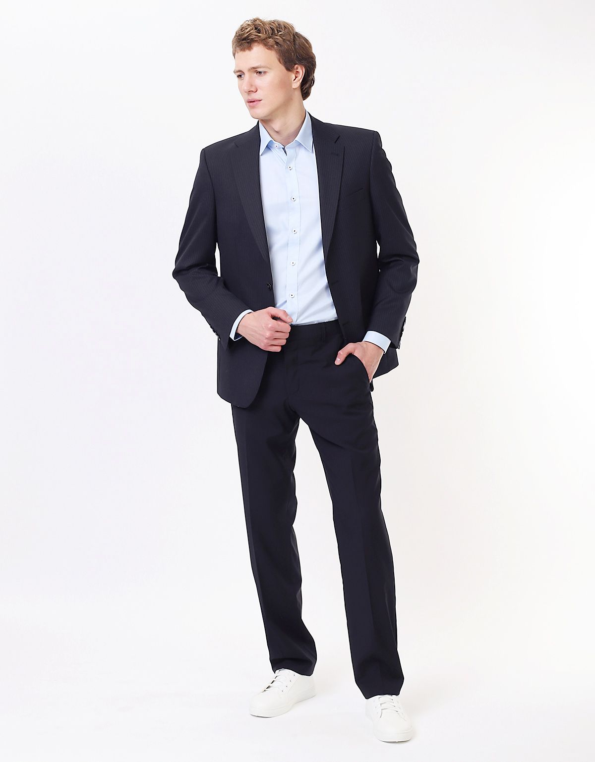 Классические синие брюки Wegener из тонкой шерсти, прямые | купить в интернет-магазине Olymp-Men