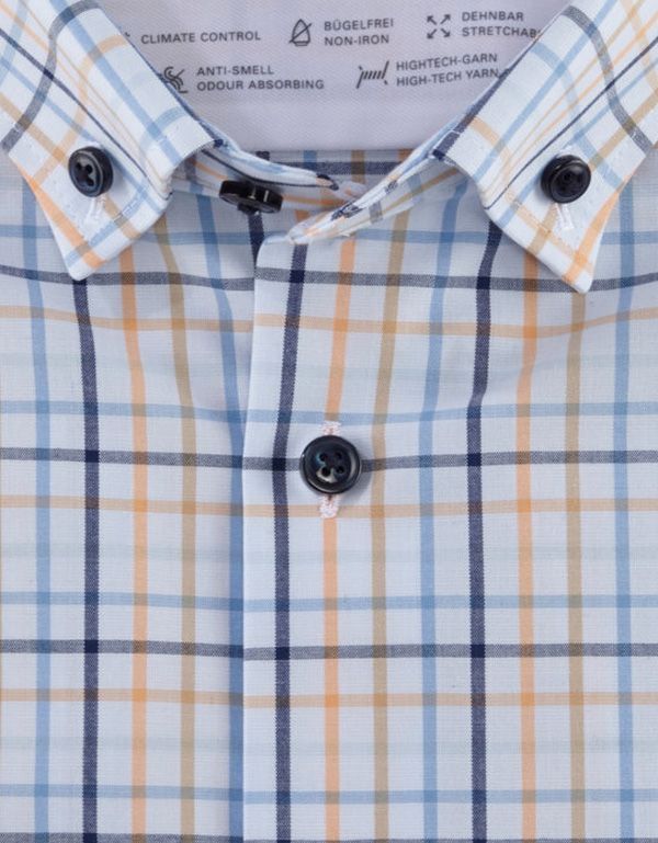 Рубашка в клетку с пуговицами на воротнике OLYMP Luxor 24/7, modern fit
