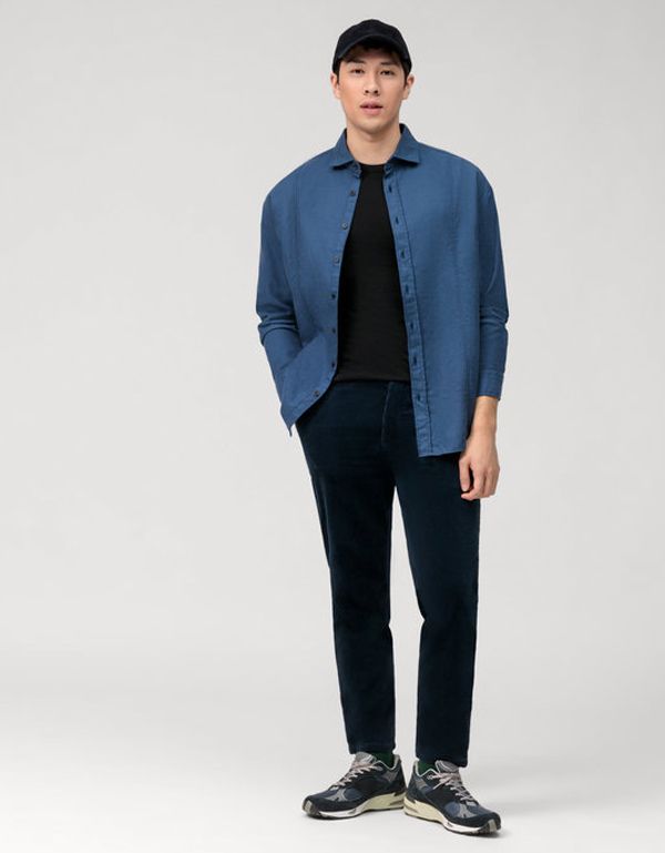 Рубашка фланелевая мужская темно-синяя OLYMP Casual | купить в интернет-магазине Olymp-Men