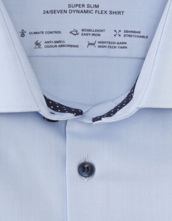 Рубашка мужская голубая OLYMP 24/7 супер слим, артикул 07546411