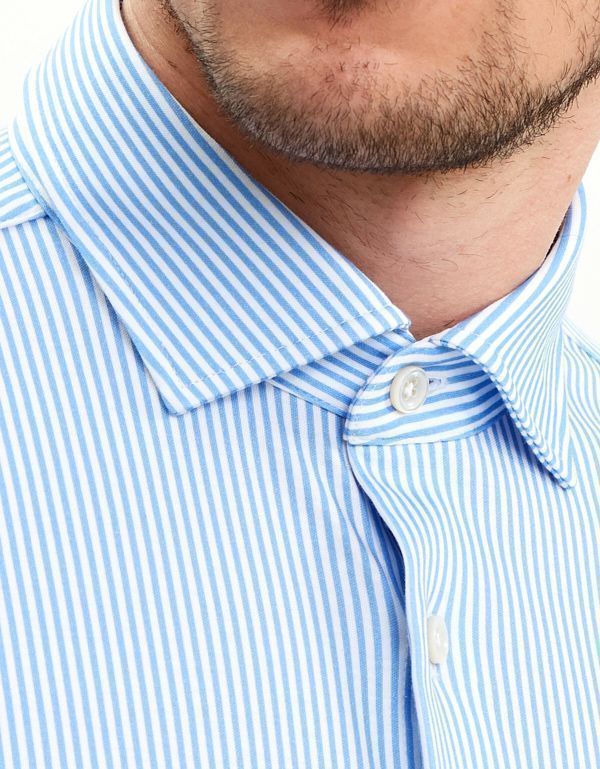 Рубашка мужская трикотажная Olymp Signature в голубую полоску
