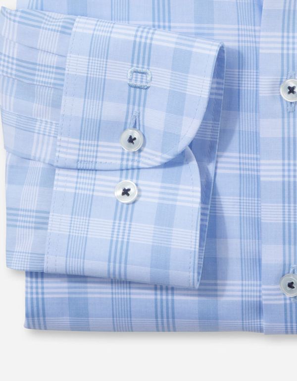Рубашка классическая голубая в клетку OLYMP Level Five, body fit | купить в интернет-магазине Olymp-Men