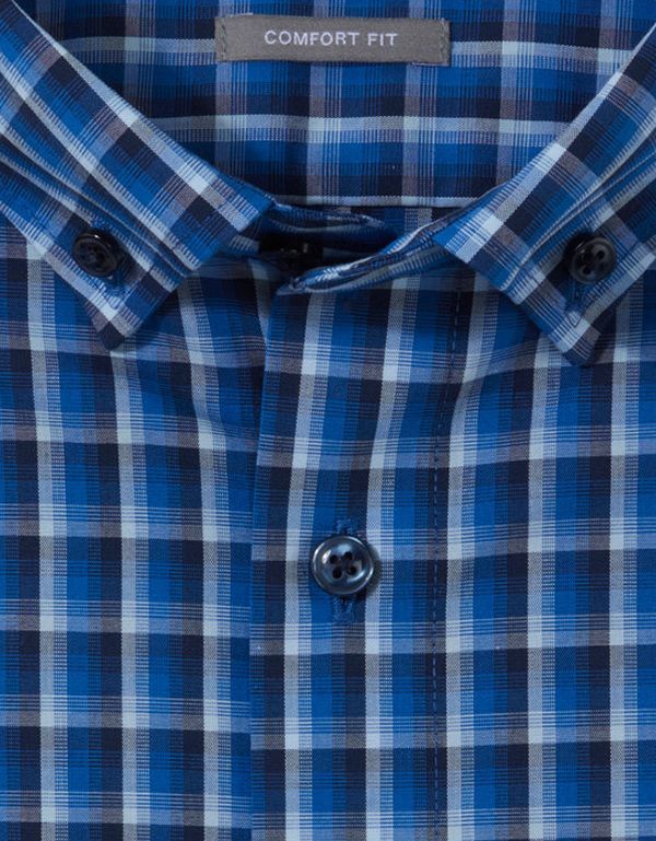 Рубашка мужская в клетку OLYMP Luxor, прямой крой, пуговицы на воротнике | купить в интернет-магазине Olymp-Men
