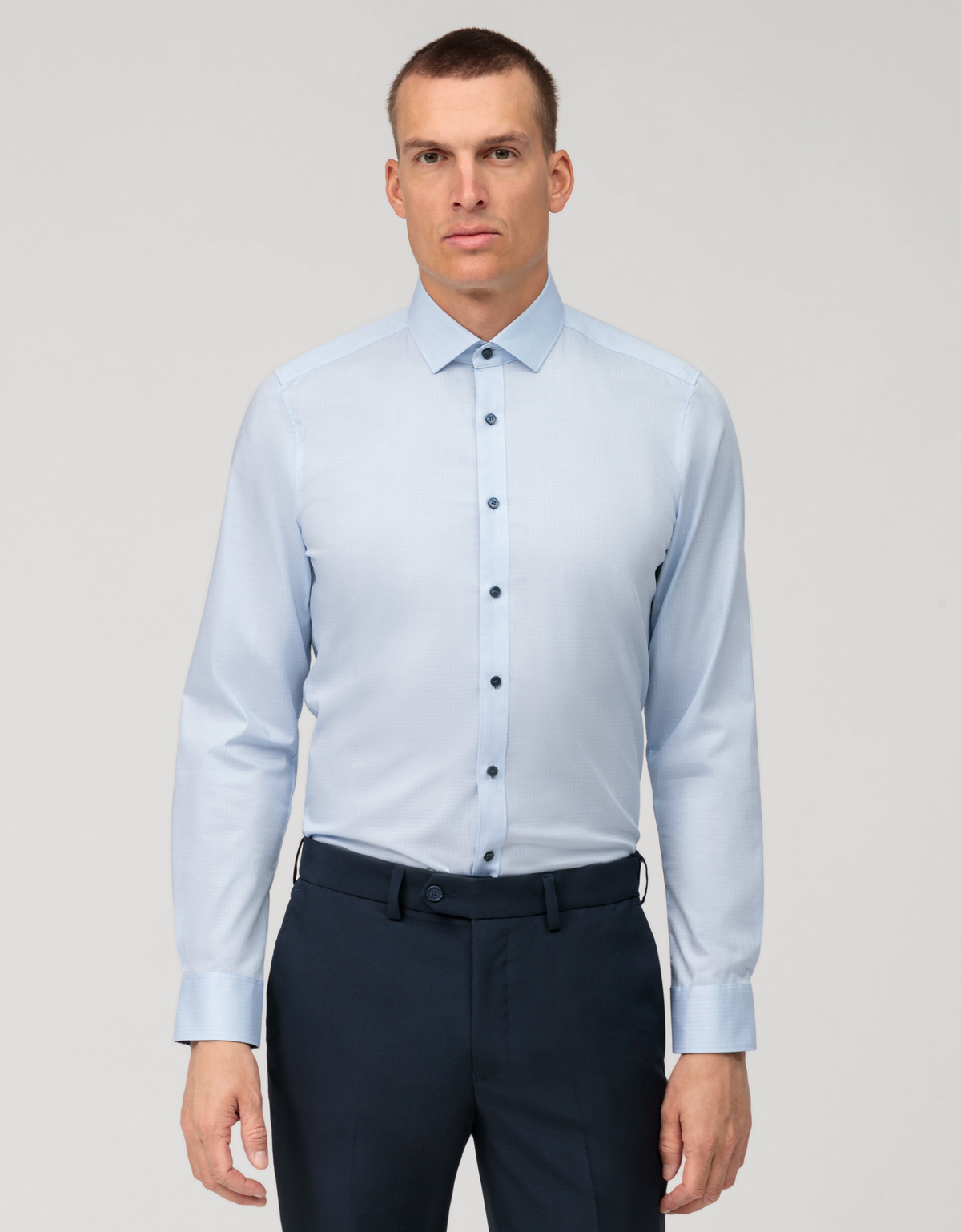 Рубашка голубая мужская OLYMP Level Five, body fit[ГОЛУБОЙ]