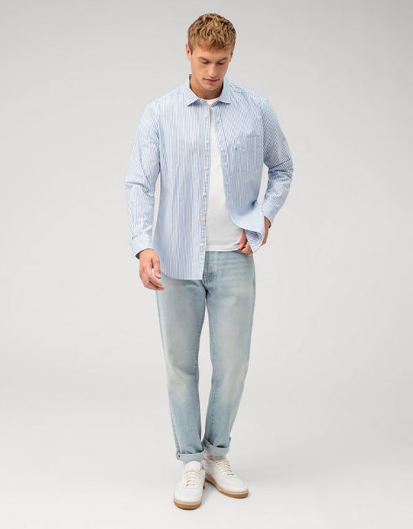 Рубашка мужская в полоску OLYMP Casual с карманом | купить в интернет-магазине Olymp-Men