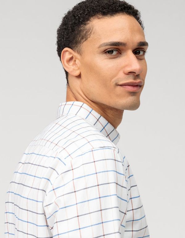 Рубашка мужская OLYMP Casual в клетку с пуговицами на воротнике | купить в интернет-магазине Olymp-Men