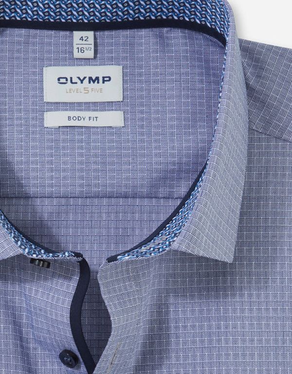 Рубашка синяя мужская OLYMP Level Five, body fit | купить в интернет-магазине Olymp-Men