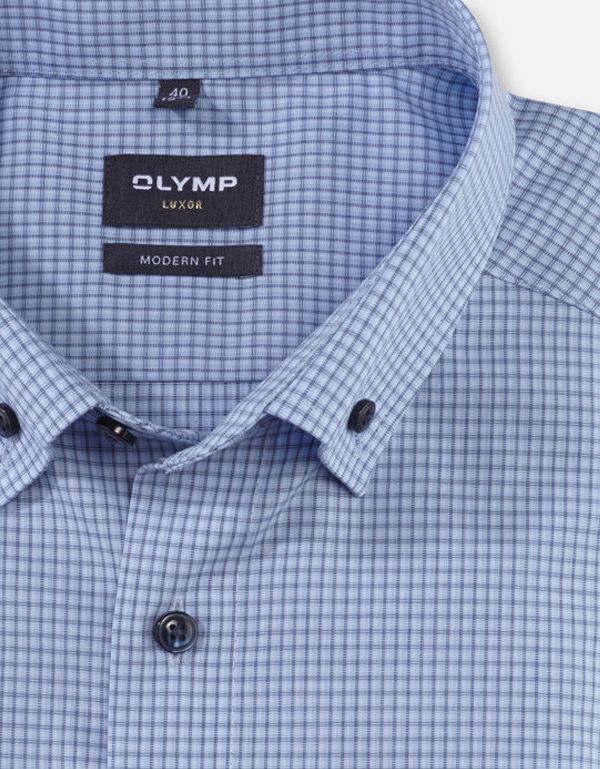 Рубашка мужская в клетку OLYMP Luxor, modern fit, пуговицы на воротнике | купить в интернет-магазине Olymp-Men