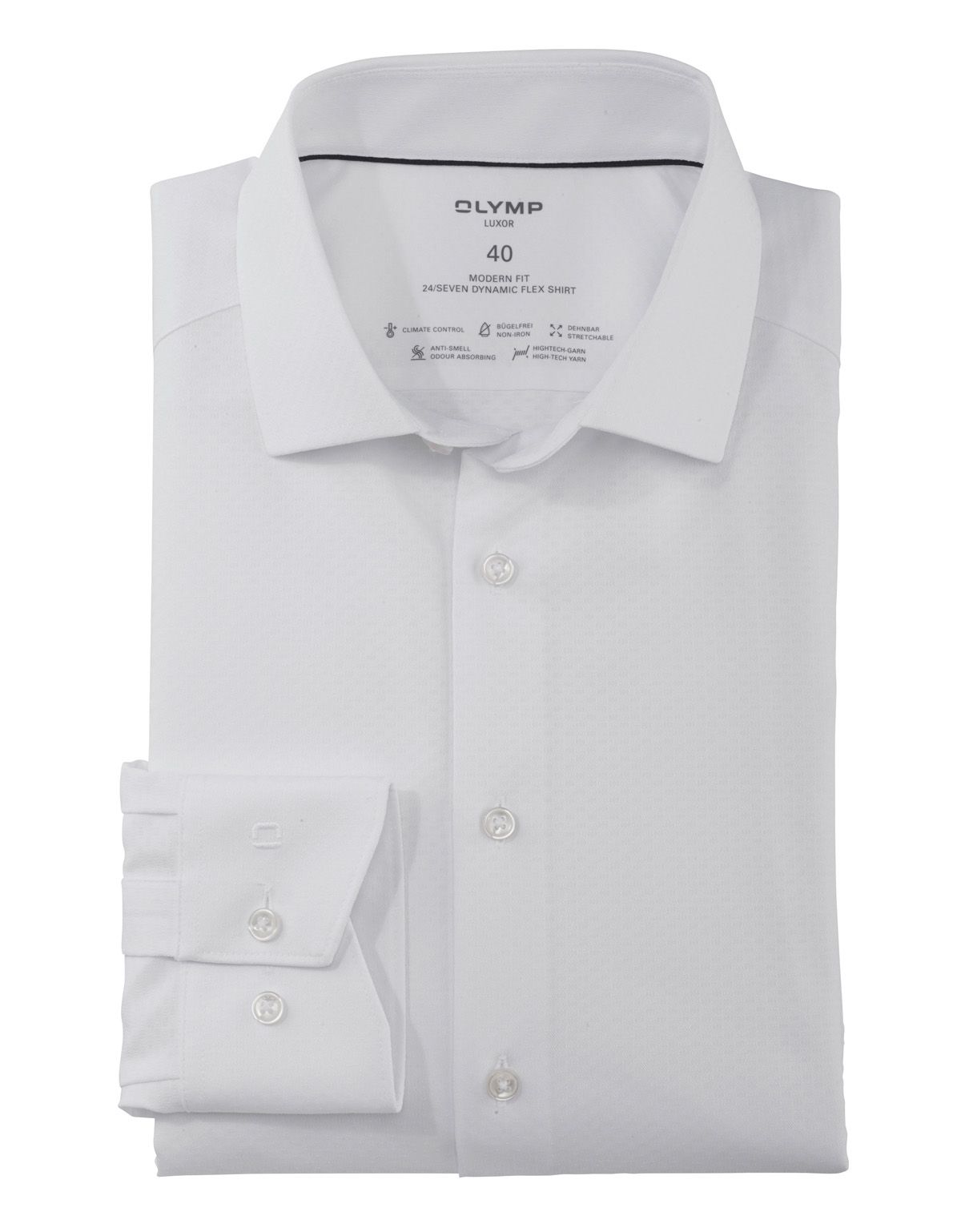 Рубашка белая классическая OLYMP Luxor 24/7, modern fit, климат контроль[БЕЛЫЙ]
