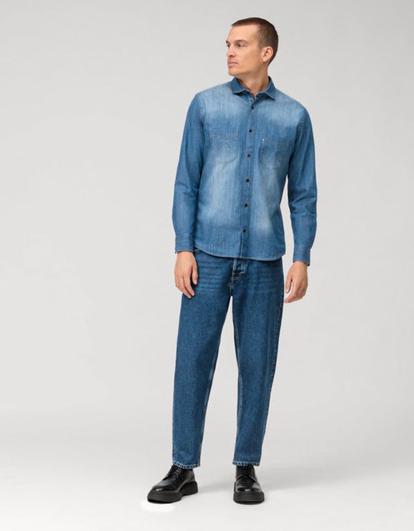 Джинсовая рубашка мужская OLYMP Casual с накладными карманами | купить в интернет-магазине Olymp-Men