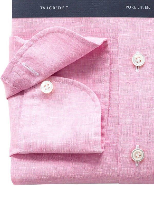 Рубашка льняная розовая мужская Signature