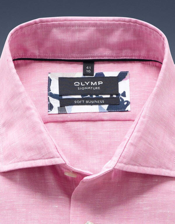Рубашка льняная розовая мужская Signature