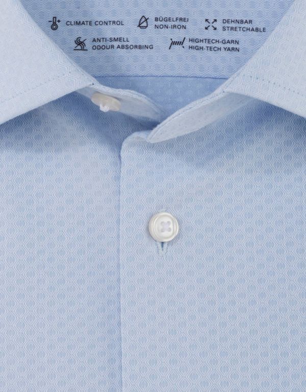 Рубашка голубая классическая OLYMP Luxor 24/7, modern fit, климат контроль | купить в интернет-магазине Olymp-Men