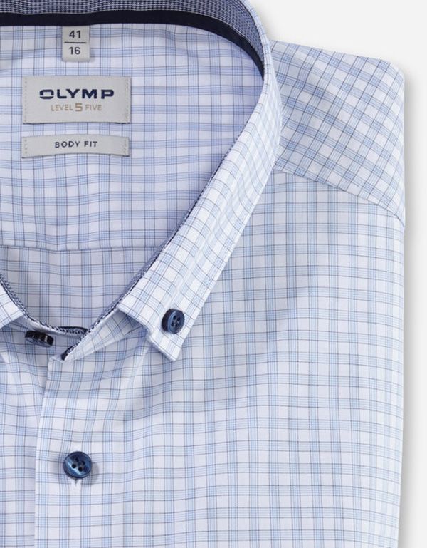 Рубашка мужская в клетку с пуговицами на воротнике OLYMP, body fit