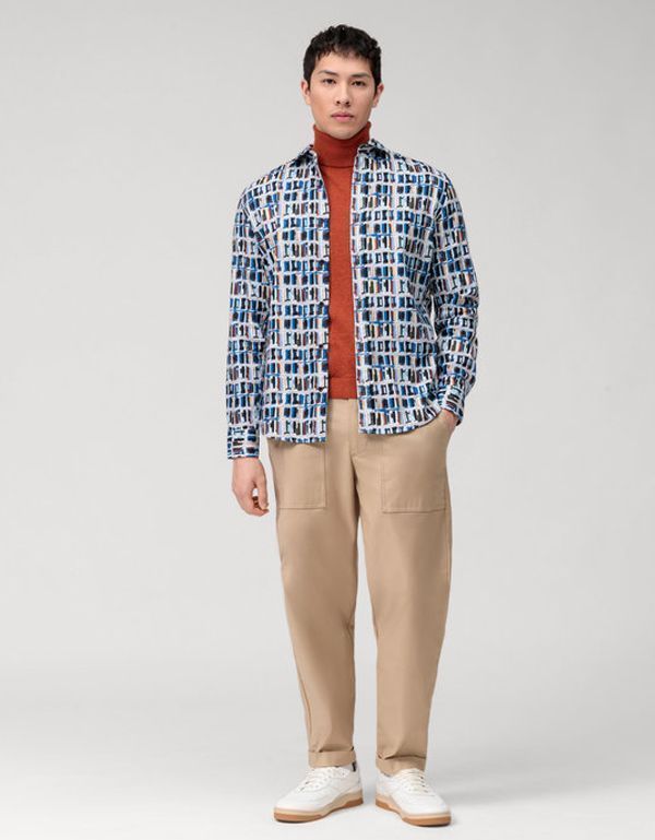 Рубашка мужская OLYMP Casual с длинным рукавом с абстрактным принтом | купить в интернет-магазине Olymp-Men