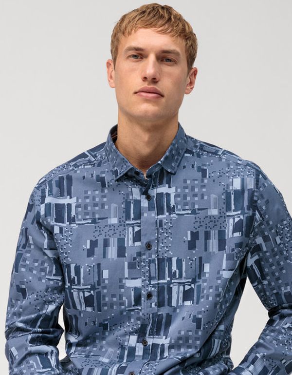 Рубашка мужская с принтом хлопковая OLYMP Casual, фактурная ткань | купить в интернет-магазине Olymp-Men