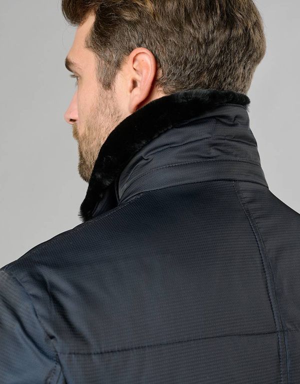 Куртка мужская чёрная Bazioni утепленная с меховым воротником | купить в интернет-магазине Olymp-Men