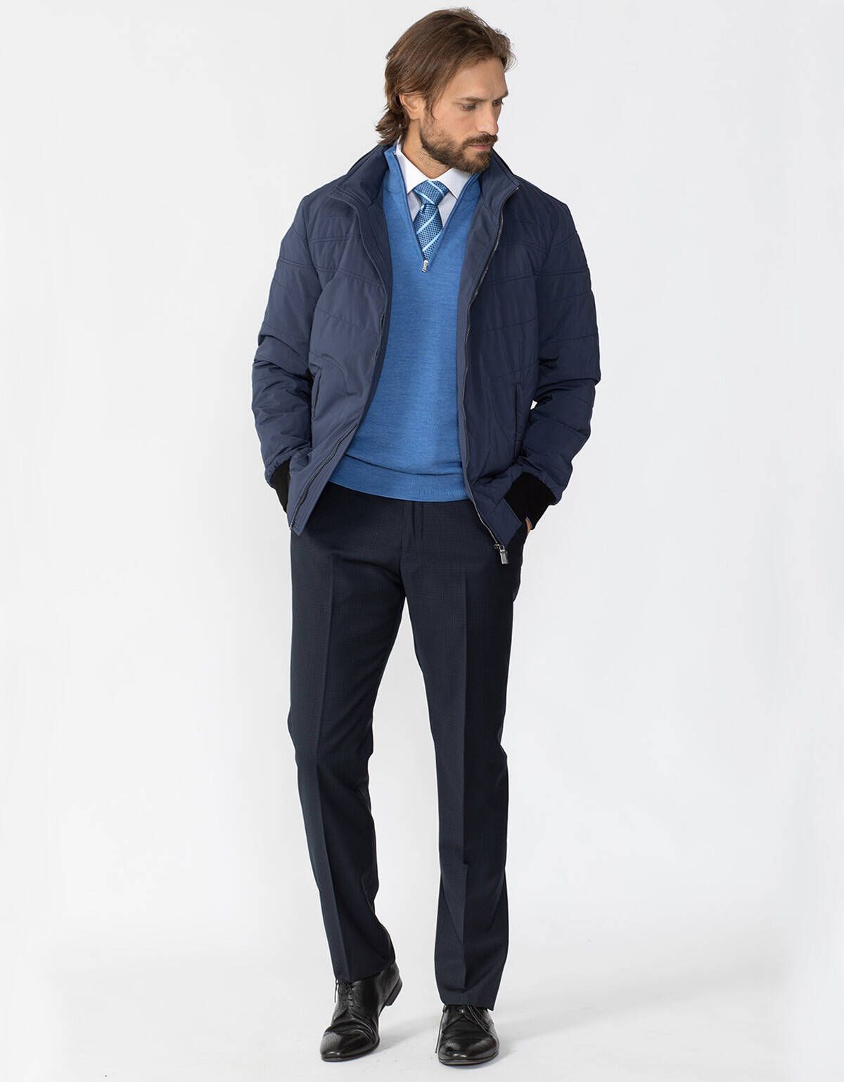 Куртка-бомбер синяя мужская Meucci утеплённая | купить в интернет-магазине Olymp-Men