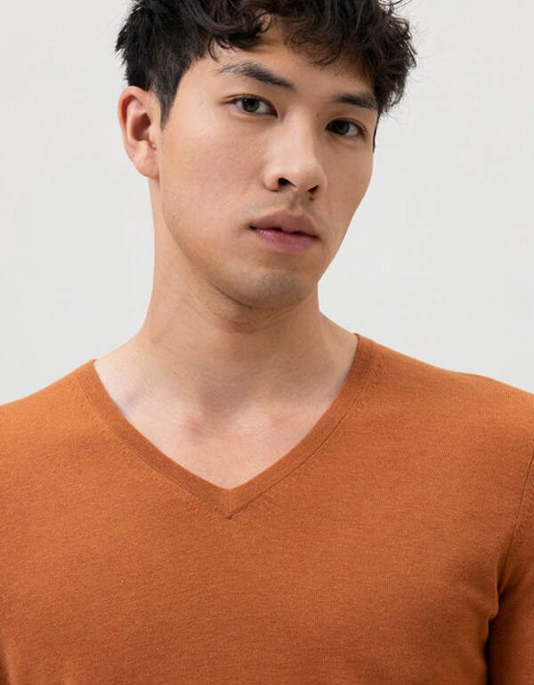 Пуловер оранжевый мужской OLYMP, body fit | купить в интернет-магазине Olymp-Men