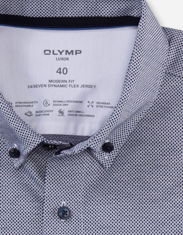 Рубашка трикотажная с пуговицами на воротнике OLYMP Luxor 24/7, modern fit | купить в интернет-магазине Olymp-Men
