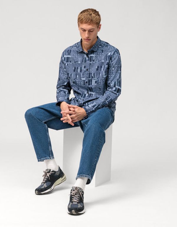 Рубашка мужская с принтом хлопковая OLYMP Casual, фактурная ткань | купить в интернет-магазине Olymp-Men
