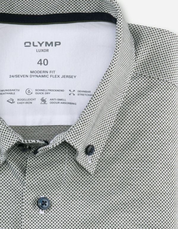 Рубашка трикотажная с пуговицами на воротнике OLYMP Luxor 24/7, modern fit | купить в интернет-магазине Olymp-Men