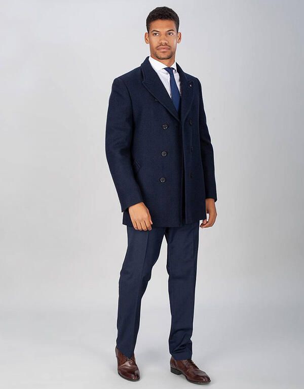 Пальто мужское шерстяное двубортное, slim fit | купить в интернет-магазине Olymp-Men