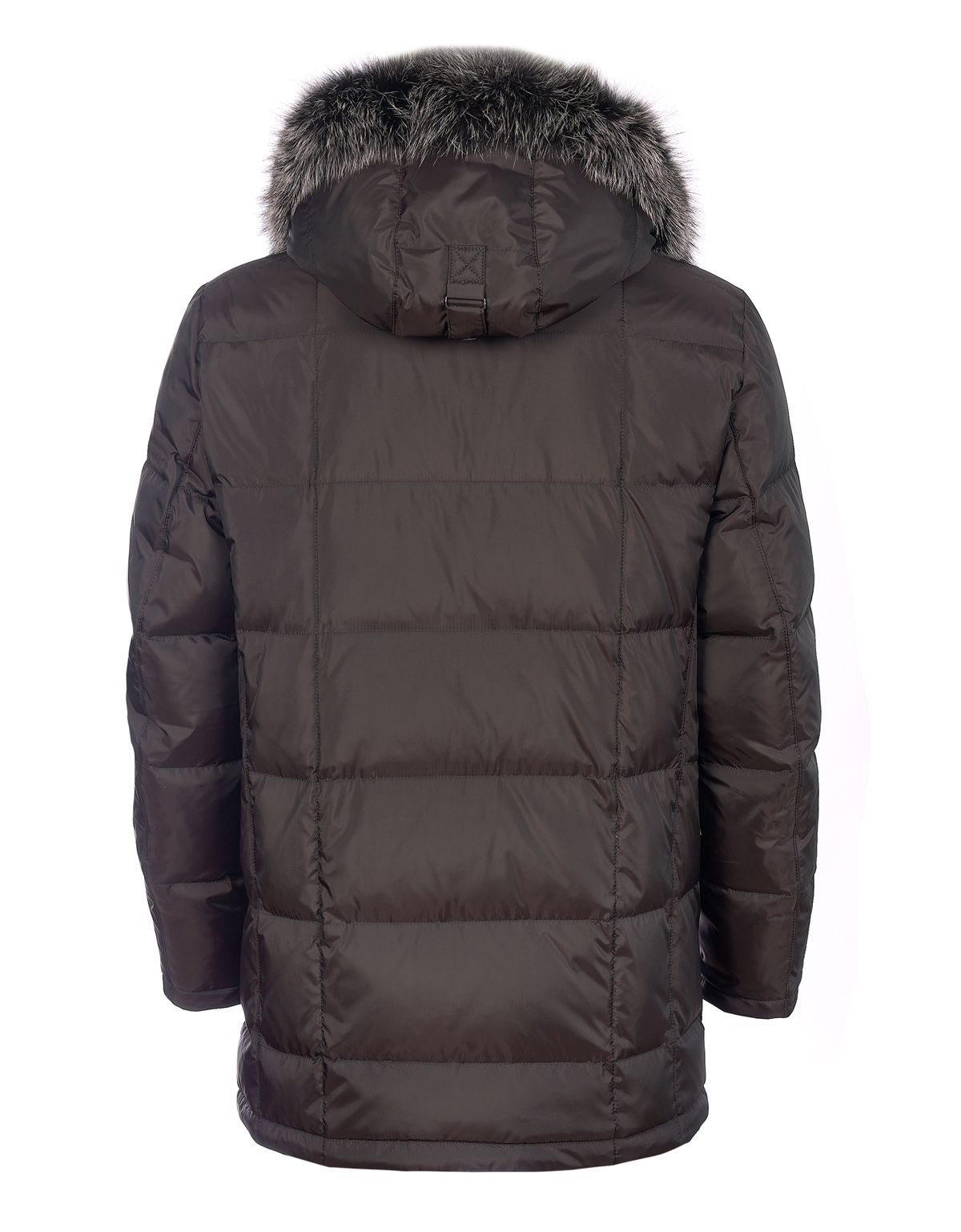 Куртка-пуховик мужской коричневый MEUCCI, капюшон с мехом | купить в интернет-магазине Olymp-Men