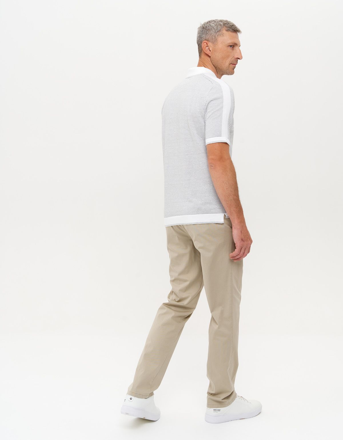 Поло мужское в серую полоску на пуговицах Gtatude | купить в интернет-магазине Olymp-Men