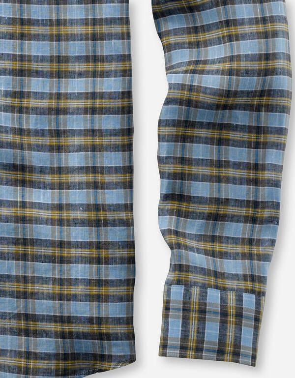 Рубашка льняная мужская в голубую клетку OLYMP | купить в интернет-магазине Olymp-Men