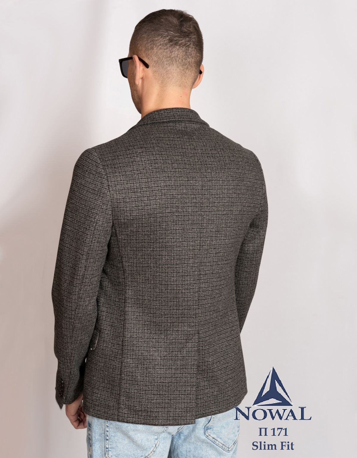 Пиджак мужской серый в клетку Nowal | купить в интернет-магазине Olymp-Men