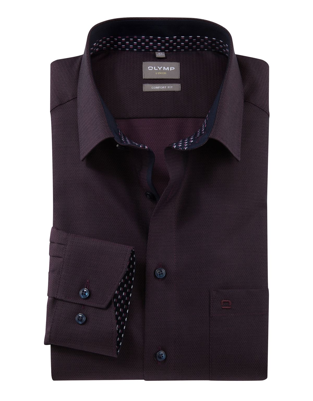 Рубашка деловая мужская OLYMP Luxor, прямой крой, фактурная ткань[ФИОЛЕТОВЫЙ]