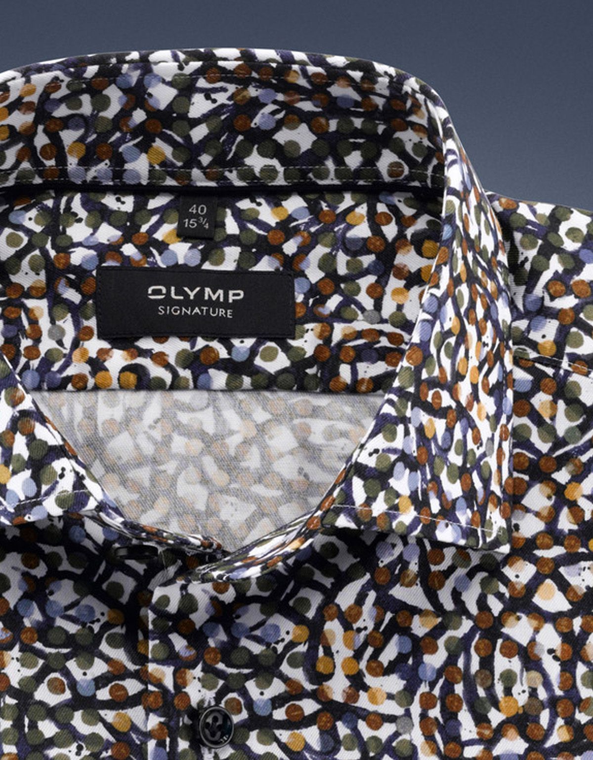 Рубашка мужская Olymp Signature с коричневым принтом