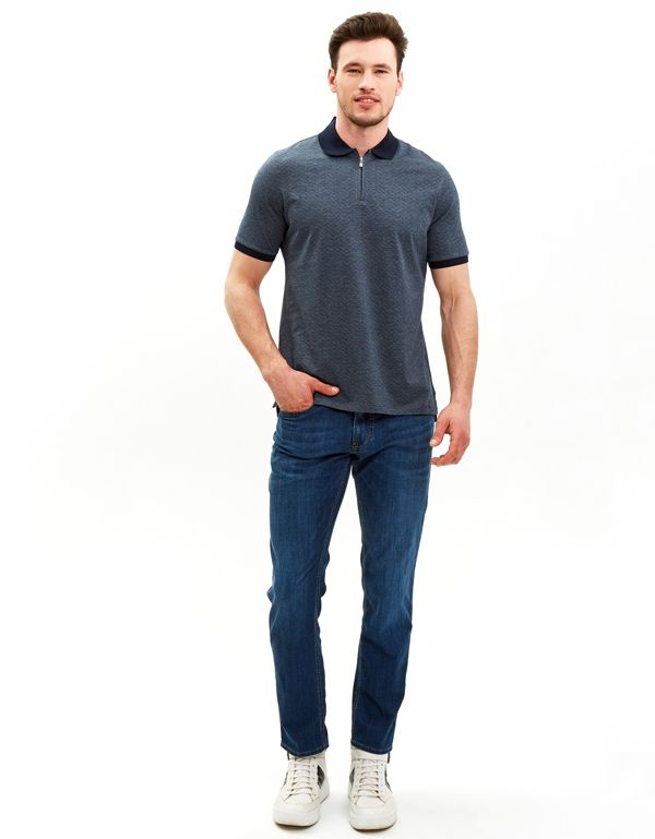 Поло мужское синее на молнии Gratude | купить в интернет-магазине Olymp-Men