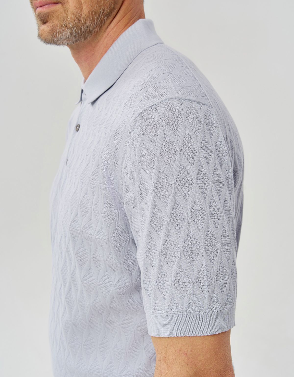 Поло мужское голубое вязаное на пуговицах Gratude | купить в интернет-магазине Olymp-Men