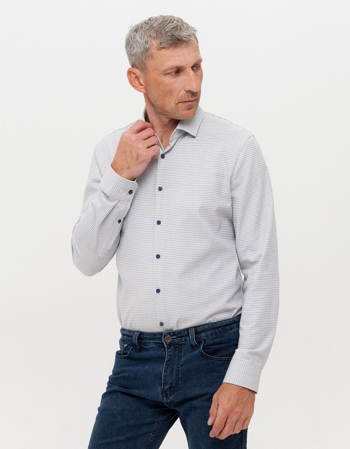 Рубашка с принтом OLYMP Luxor, климат-контроль, modern fit[БЕЖЕВЫЙ]