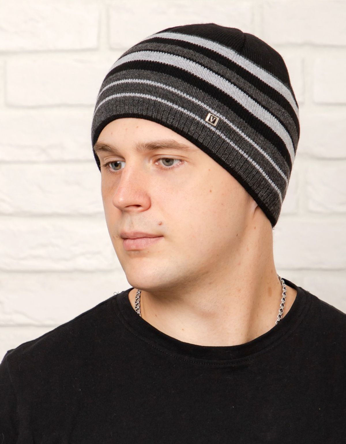 Шапка вязаная мужская в полоску Русский трикотаж | купить в интернет-магазине Olymp-Men