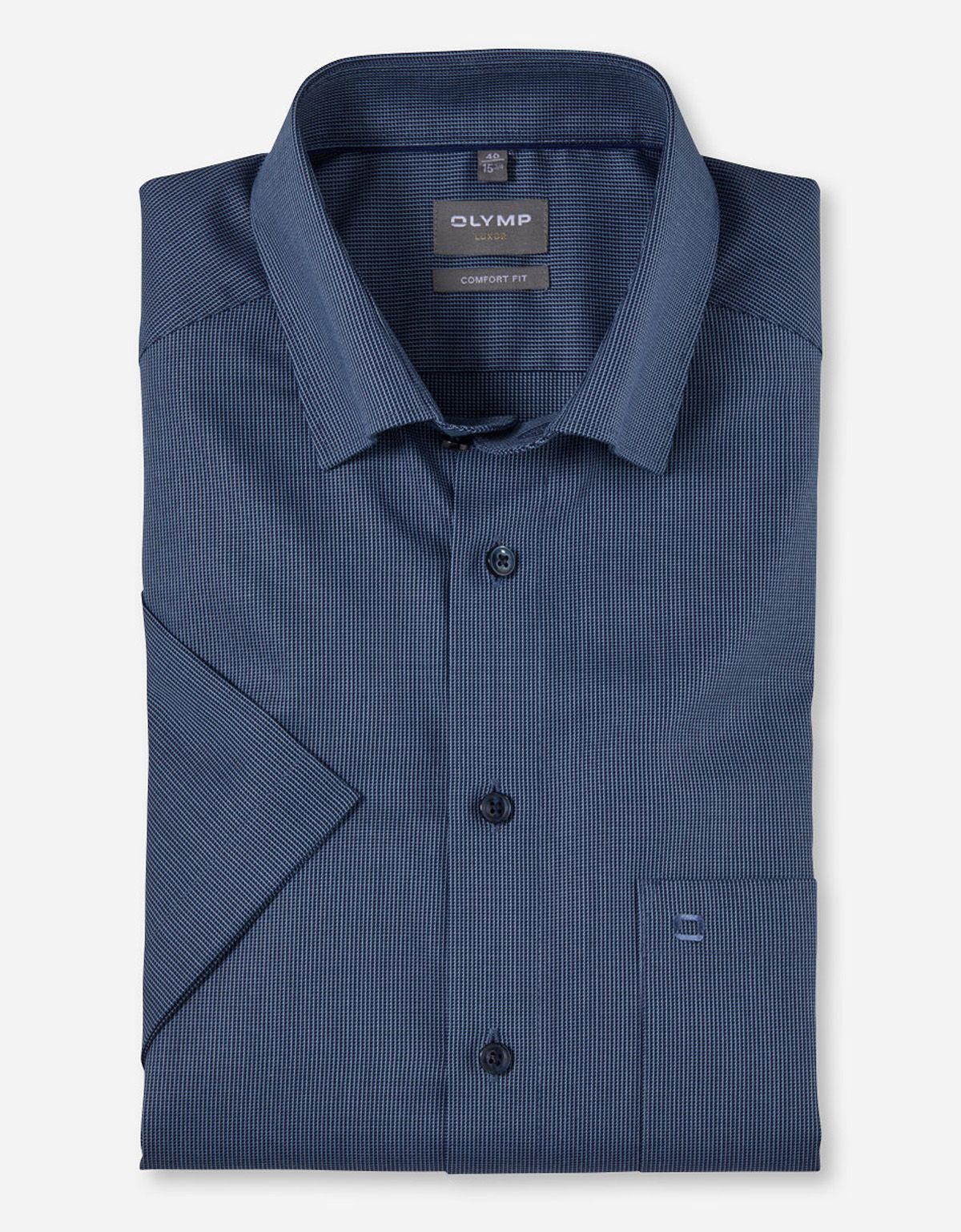 Рубашка мужская с коротким рукавом OLYMP Luxor, прямой крой[СИНИЙ]
