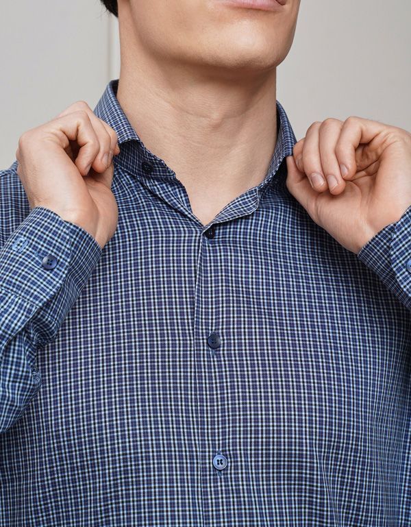 Рубашкав мужская OLYMP 24/7 в клетку, body fit | купить в интернет-магазине Olymp-Men