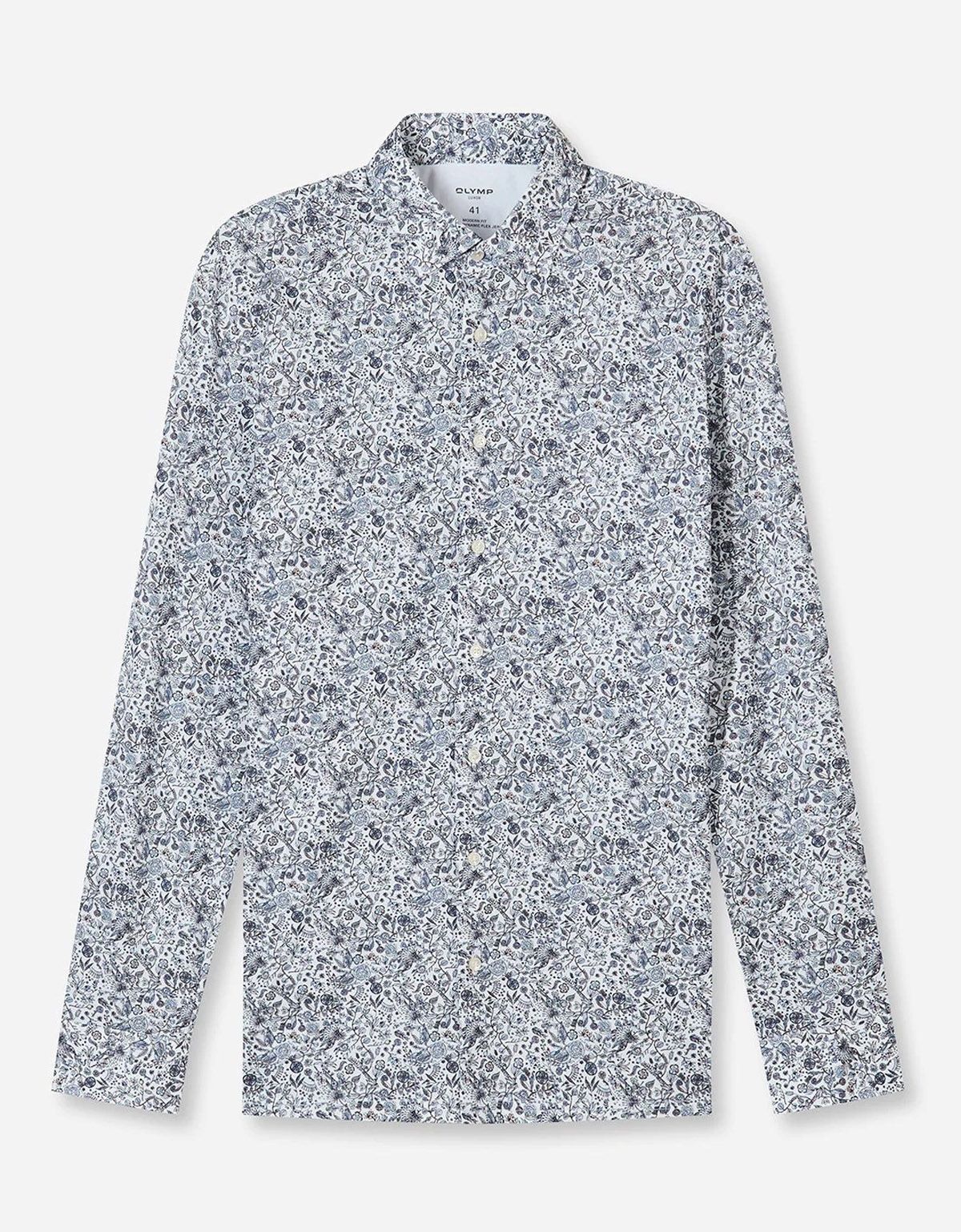 Рубашка трикотажная OLYMP Luxor, цветочный принт, полуприлегающая | купить в интернет-магазине Olymp-Men
