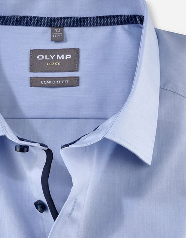 Сорочка классическая мужская с синими пуговицами OLYMP Luxor, прямой крой | купить в интернет-магазине Olymp-Men