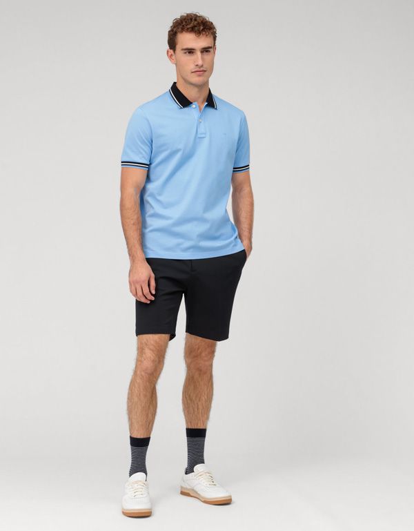 Поло голубое мужское Olymp с синим воротником | купить в интернет-магазине Olymp-Men