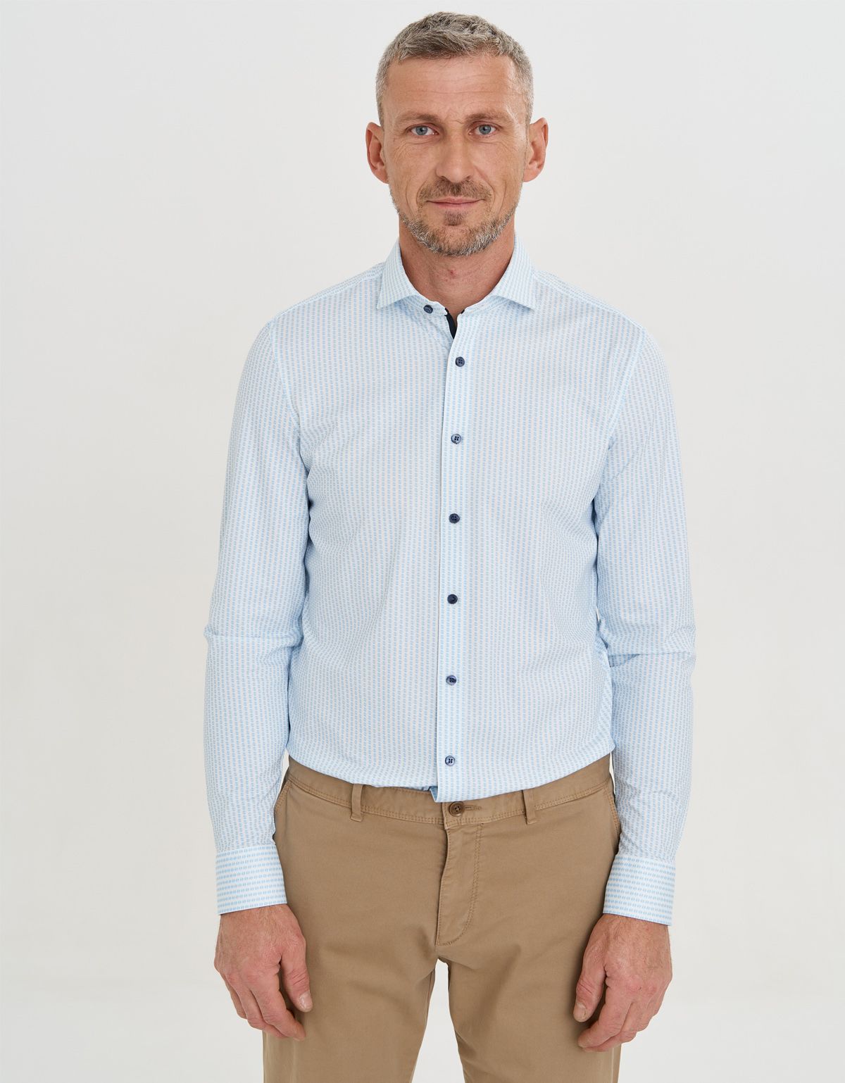 Рубашка мужская трикотажная с длинным рукавом OLYMP 24/7, body fit | купить в интернет-магазине Olymp-Men