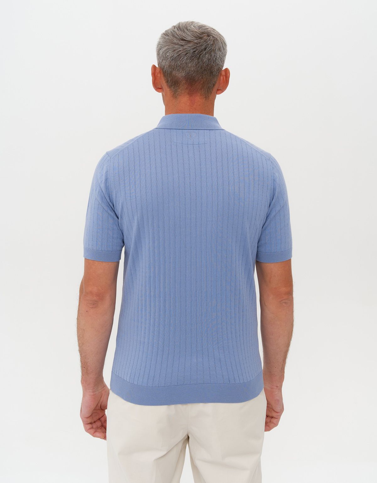 Поло мужское вязаное голубое на молнии Gtatude | купить в интернет-магазине Olymp-Men