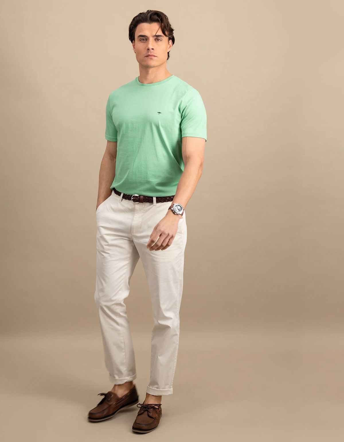 Футболка мужская зелёная однотонная Fynch-Hatton | купить в интернет-магазине Olymp-Men