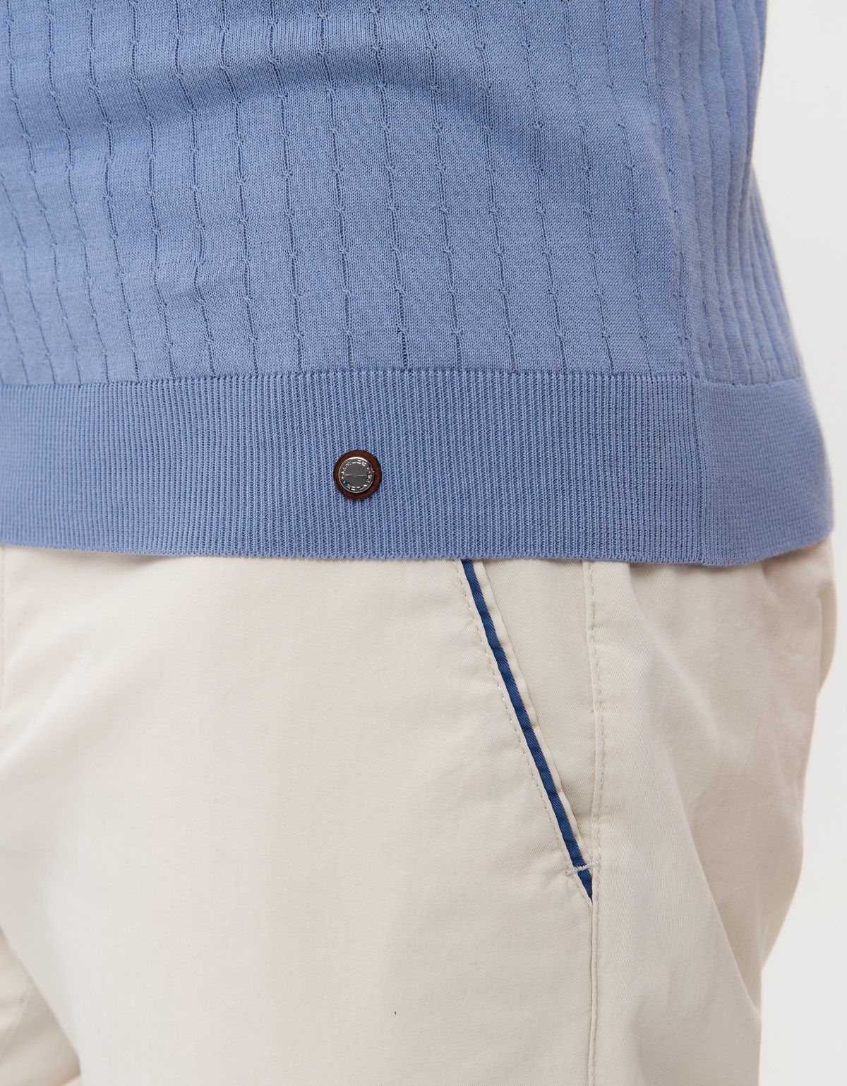 Поло мужское вязаное голубое на молнии Gtatude | купить в интернет-магазине Olymp-Men