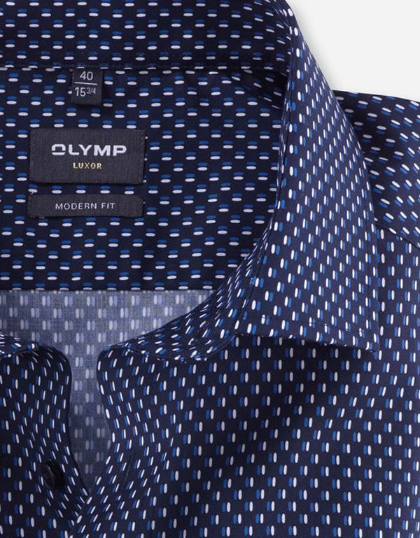 Рубашка мужская с синим принтом OLYMP Luxor, modern fit, рост до 176 | купить в интернет-магазине Olymp-Men