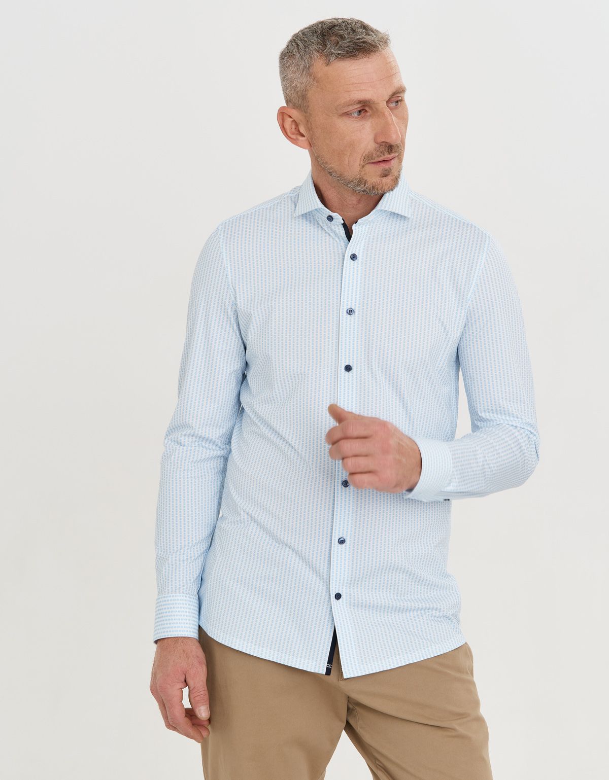 Рубашка мужская трикотажная с длинным рукавом OLYMP 24/7, body fit | купить в интернет-магазине Olymp-Men