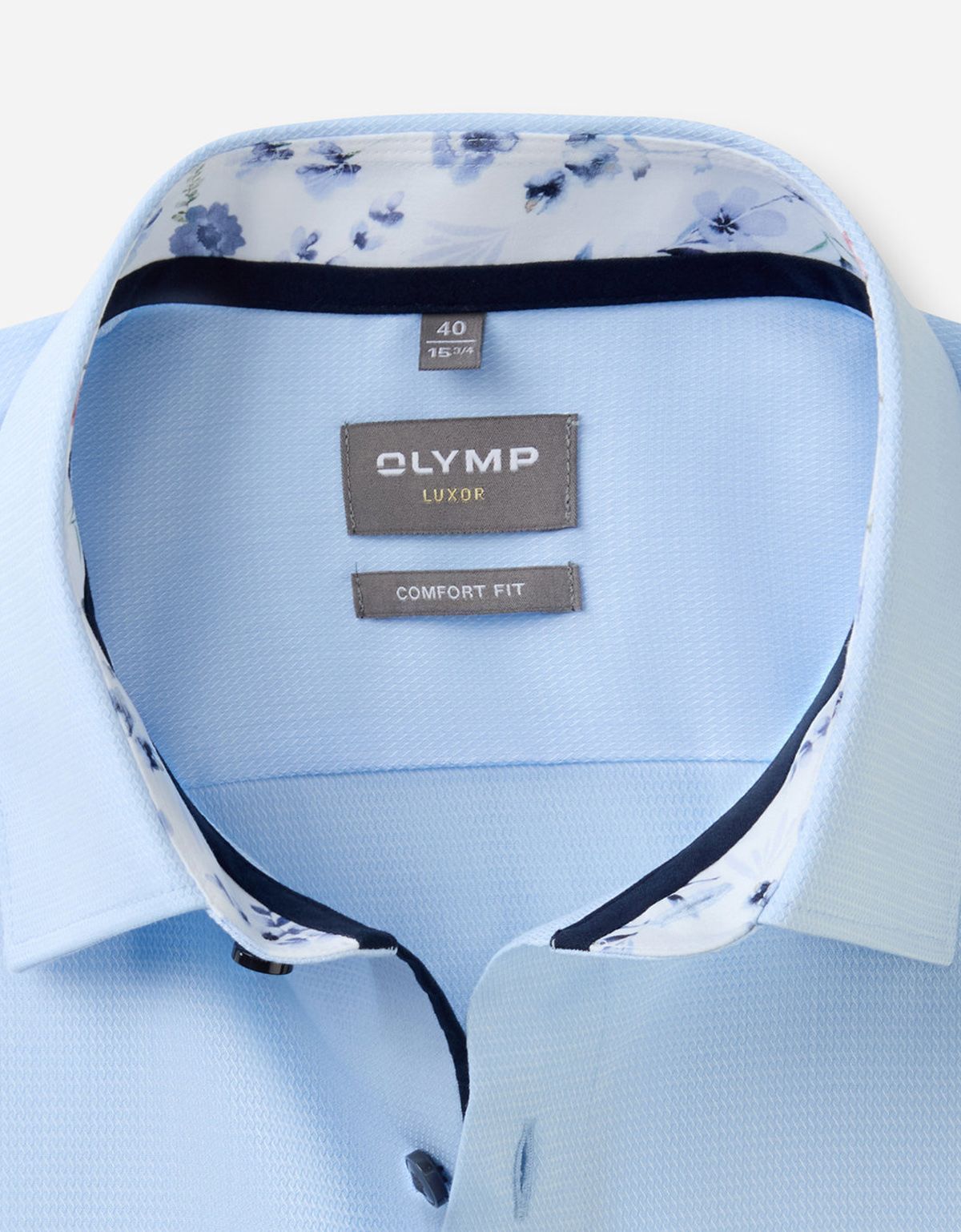 Рубашка голубая мужская фактурная OLYMP Luxor, comfort fit | купить в интернет-магазине Olymp-Men